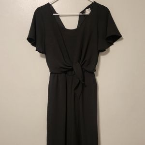 Black Tie Front Wide Leg Jumpsuit